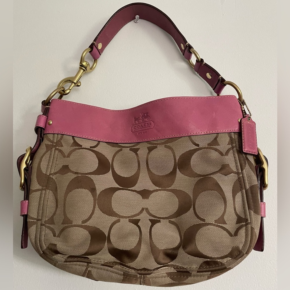 Vintage Coach Bag with Pink Accents